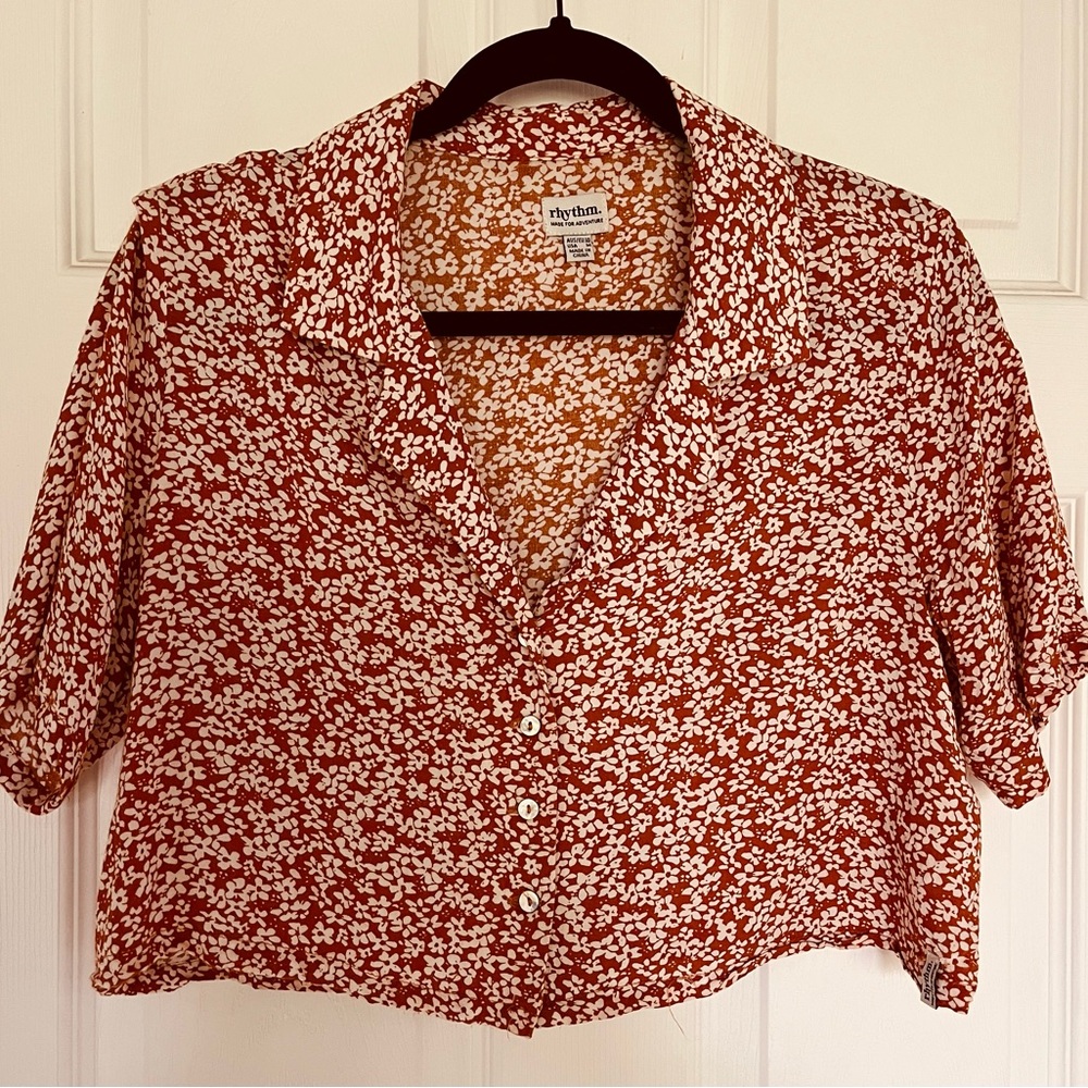 Rhythm. Crop button-up floral shirt - Picture 1 of 5